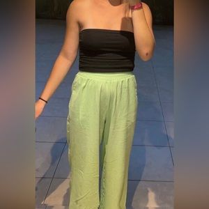 Cotton on green linen pants. Wide leg size 2